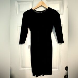 Zara Black Sheath Dress 3/4 Cuffed Sleeves Crew Neck